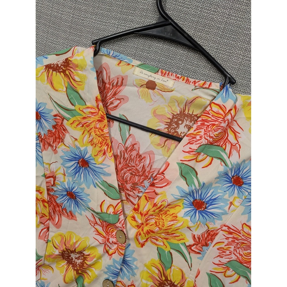 Do Everything In Love Kimono Blouse Womens One Size Floral Button Front Summer - Picture 2 of 8
